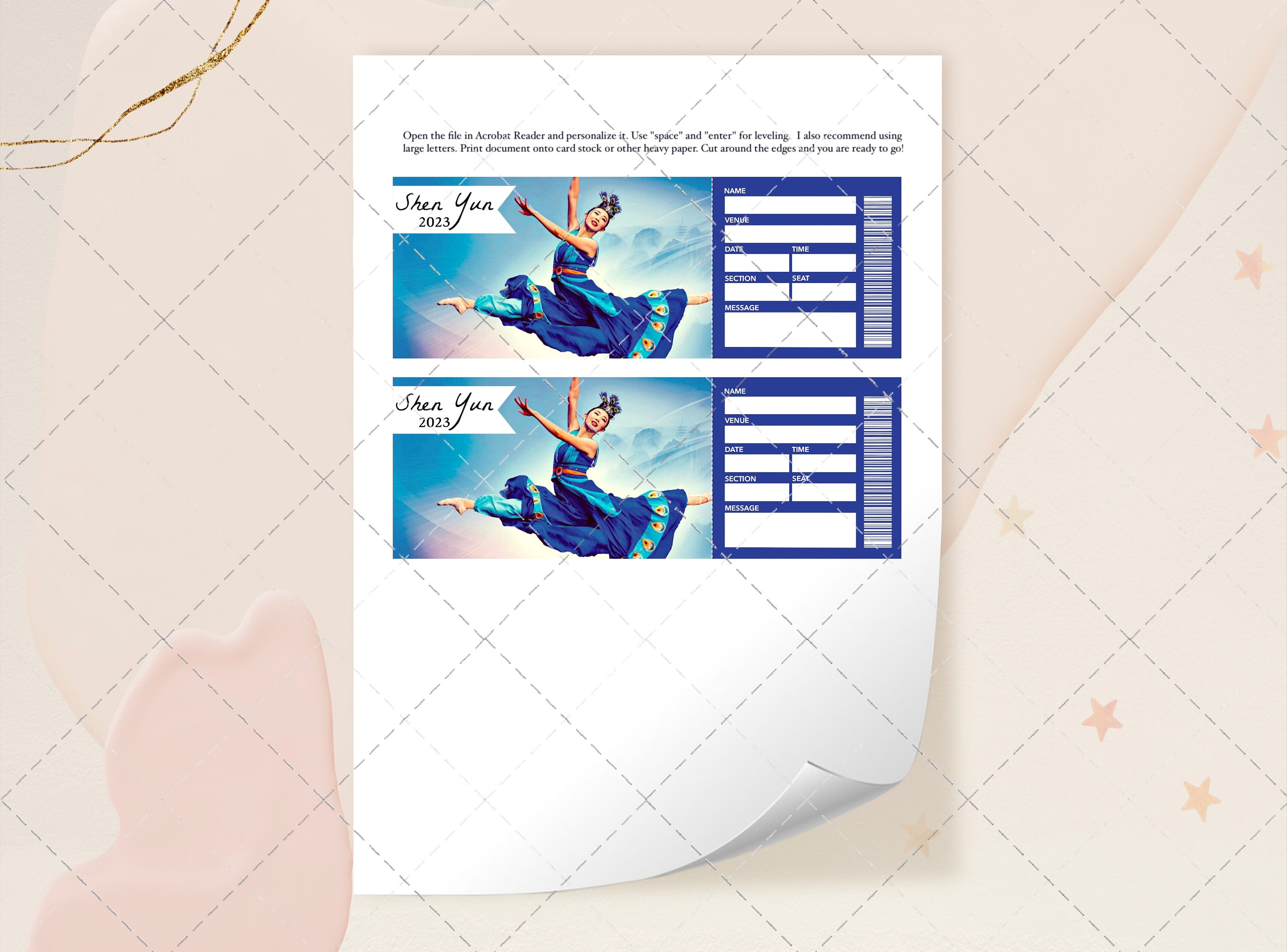 SHEN YUN Surprise Ticket Editable PDF Printable Dance Etsy SHEN YUN Surprise Ticket Editable PDF Printable Dance Etsy