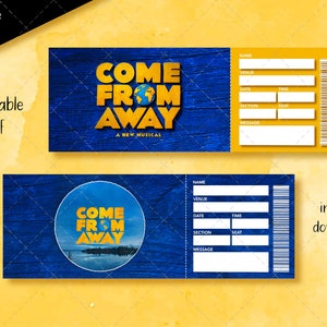Ausdruckbares Come From Away Überraschungsticket, Bearbeitbares Broadway Musical Ticket, Musical Theater Ticket Event, Geschenkidee, Überraschungsgeschenk