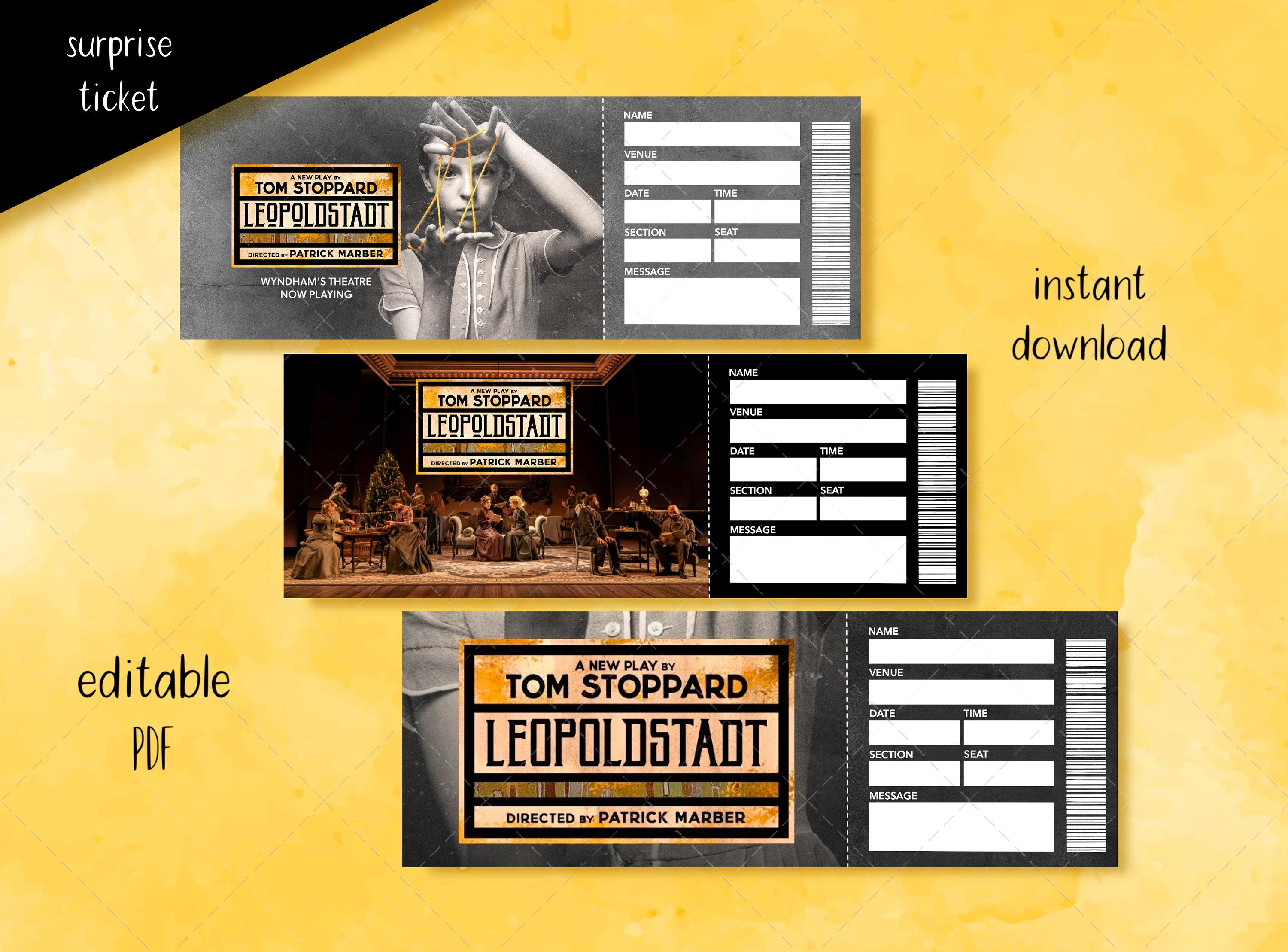 Printable LEOPOLDSTADT Broadway Surprise Ticket, Editable Musical Play Ticket, Faux Event
