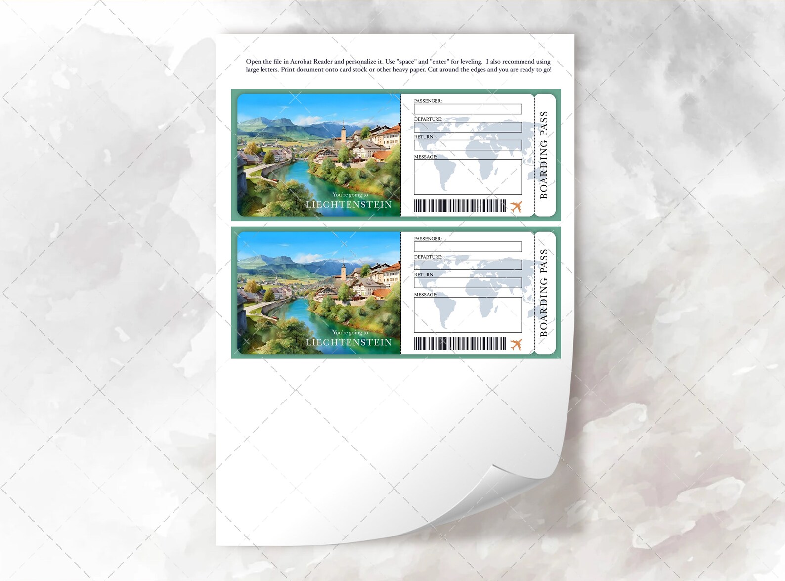 Liechtenstein Surprise Gift Ticket, Birthday Gift, Trip Surprise Gift