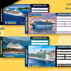 Printable ROYAL CARRIBEAN CRUISE Boarding Pass Ticket, Printable Cruise Ticket Trip Reveal, Editable Faux Event