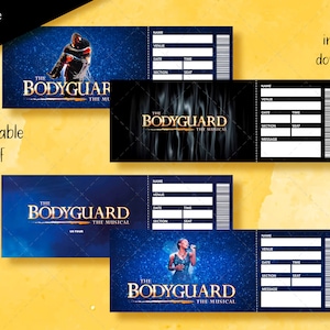 BODYGUARD Überraschungsticket, Editierbares PDF, druckbares Musical Theater Faux Event Eintritt Souvenir Andenken
