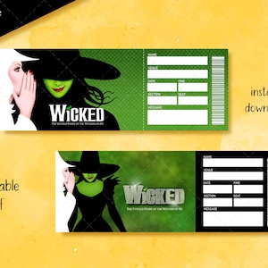 Druckbares WICKED Broadway-Überraschungsticket, bearbeitbares Musical-Ticket, künstliches Event-Eintritts-Souvenir