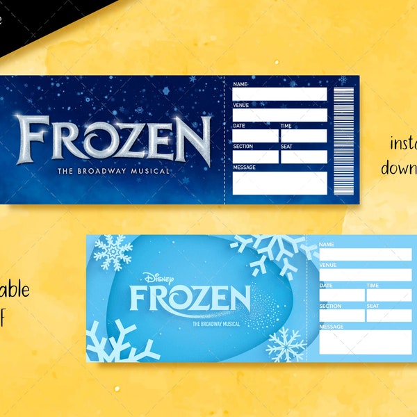 Frozen Printable Tickets Etsy