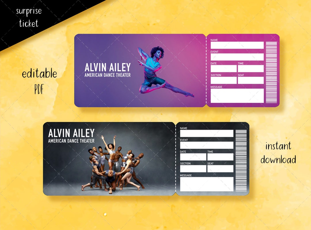 Printable Alvin Ailey Theater Ticket Surprise Musical Etsy