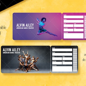 Printable Alvin Ailey Theater Ticket, Surprise Musical Collectible Theater Ticket Editable Faux Event Admission