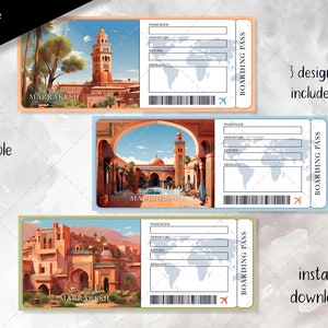 MARRAKECH Billet cadeau voyage surprise, Carte d'embarquement, Billet de voyage, Billet de vacances, Billet modifiable imprimable
