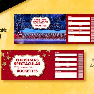 Printable Christmas spectacular ticket, Musical ticket, Editable Musical Christmas show, Theater Ticket, Collectible Ticket