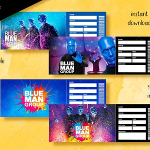 Druckbares BLUE MAN Ticket, Broadway Surprise Sammler-Theaterticket, bearbeitbarer Faux-Event-Eintritt