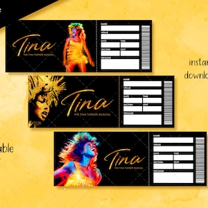 TINA Druckbares Broadway-Überraschungsticket, TINA das Musical Sammler-Theaterticket, TINA Editierbares Musical