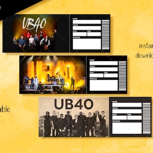 Druckbares UB40 Ticket, Bearbeitbares Überraschungsticket, Konzert-Faux-Ticket, UB40 Konzertgeschenk, Souvenir-Andenken-Faux-Ticket