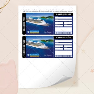 Printable ROYAL CARRIBEAN CRUISE Boarding Pass Ticket, Printable Cruise ...