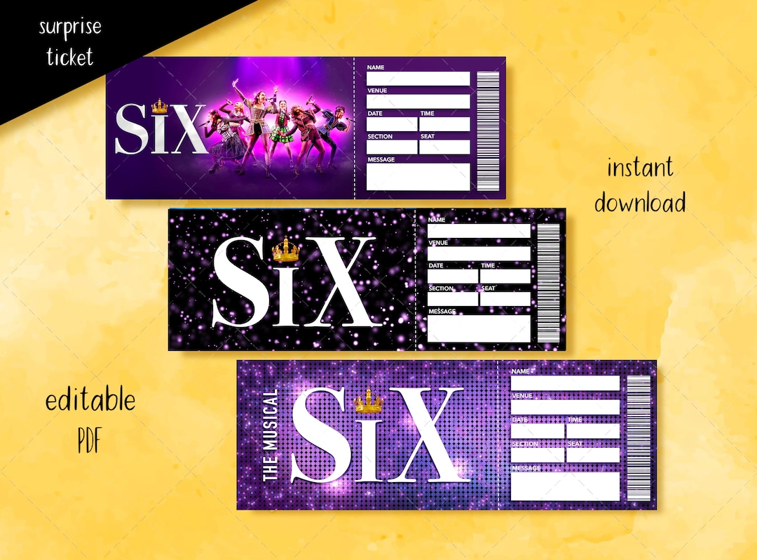 SIX Printable Broadway Surprise Ticket, SIX the Musical Collectible