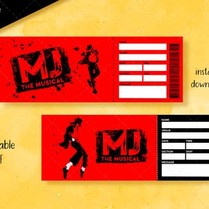 Druckbares MJ Broadway Überraschungsticket, bearbeitbares Tcket, Event-Überraschungsgeschenk, Musical-Theater-Faux-Ticket
