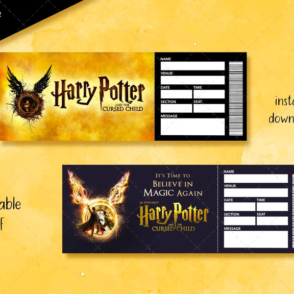 Printable Cursed Child Musical Ticket, Editable Broadway Surprise Musical Theatre, Faux Ticket