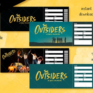 Druckbares OUTSIDER Ticket, Editierbares Broadway Surprise Musical Theatre, Musical Theater Faux Event Eintritt Souvenir Andenken