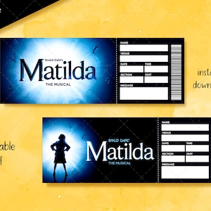 MATILDA Broadway Überraschungsticket, Editierbares PDF, druckbares Musical Theater Faux Event Eintritt Souvenir Andenken
