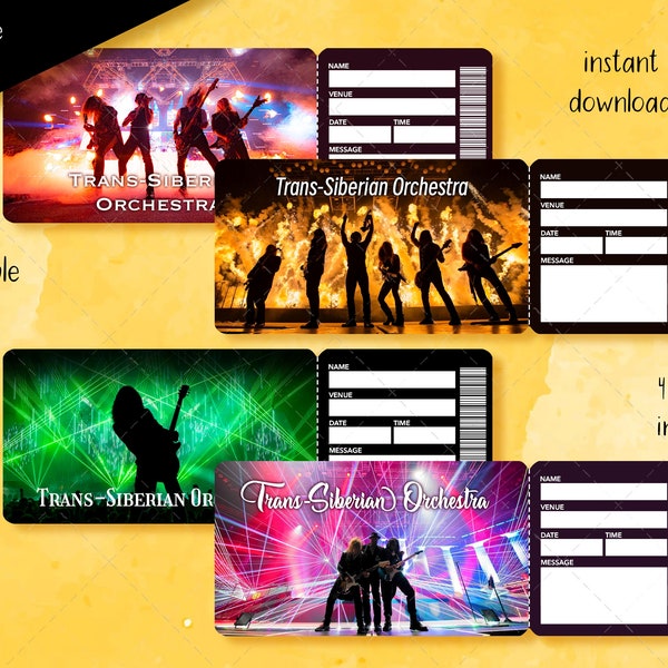 Printable Trans Siberian Orchestra Ticket, Editable Surprise Event, Faux Ticket