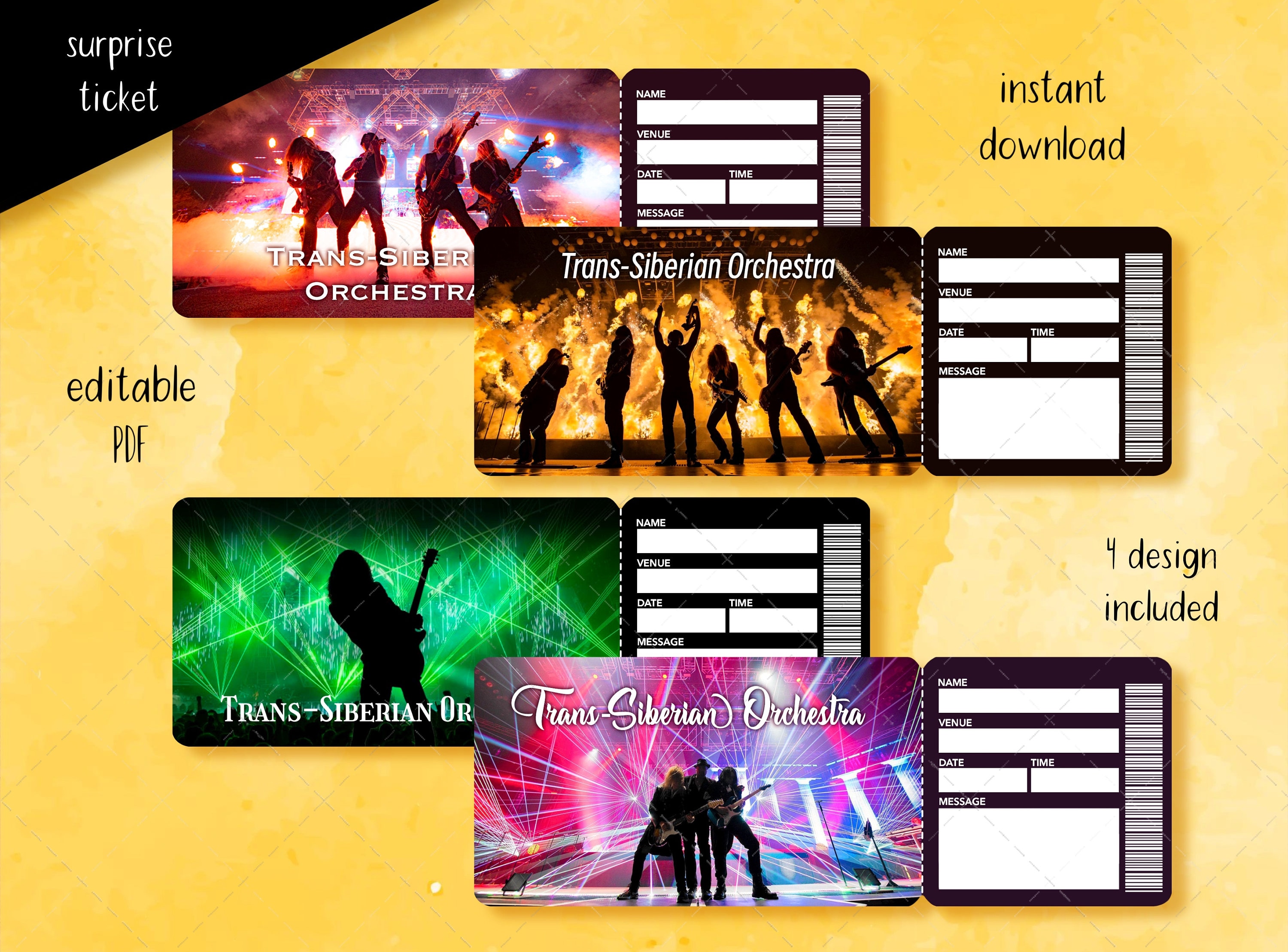 Printable Trans Siberian Orchestra Ticket, Editable Surprise Event, Faux Ticket Etsy