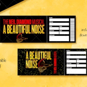 Ausdruckbares A BEAUTIFUL Noise Broadway Überraschungsticket, Musical Sammlerstück Theaterticket, Bearbeitbares Musical Faux Event Eintritts-Andenken