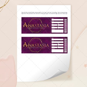 Printable Anastasia Editable Musical Ticket, Editable Broadway Surprise Musical Theatre, Faux Ticket image 3