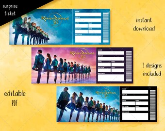 Riverdance Show Tickets, Event Ticket Stub Souvenir, Surprise Gift Ticket, Collectible Ticket, Editable Faux Event Admission