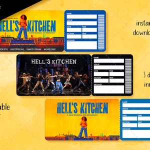 Ausdruckbares Hell's Kitchen Musical Ticket, Editierbares Broadway Surprise Musical Theatre, Faux Ticket