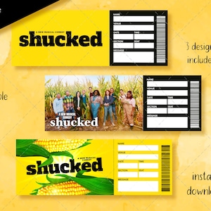 Printable SHUCKED Musical Ticket, Editable Broadway Surprise Musical Theatre, Faux Ticket, Surprise gift