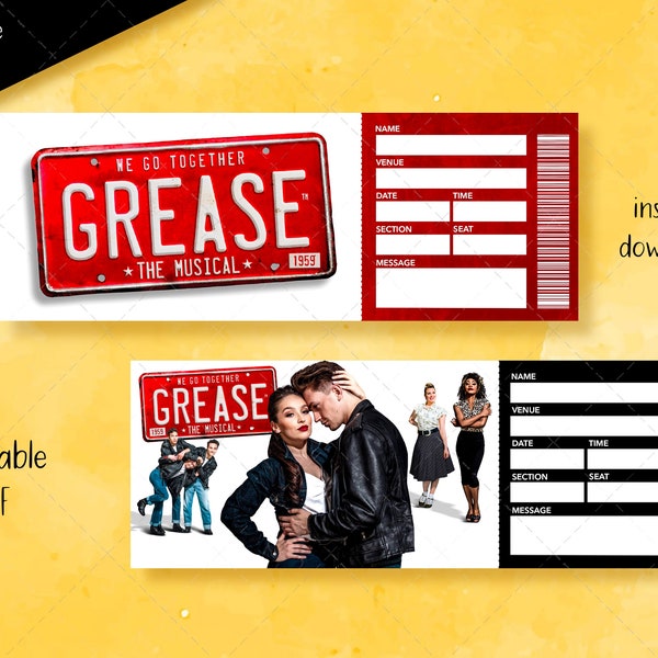 Grease Ticket Etsy