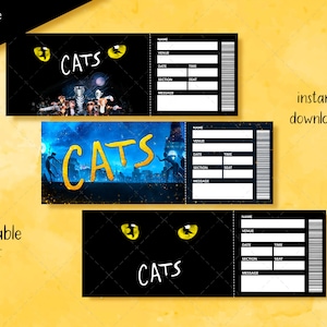 Druckbares CATS-Musical-Ticket, bearbeitbares Musical-Theater-Faux-Event, Broadway-Überraschungsticket, Eintritts-Andenken