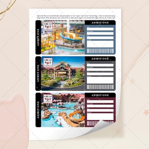 Printable GREAT WOLF LODGE Ticket, Surprise Gift, Ticket Reveal ...
