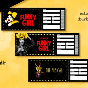 Ausdruckbares Lustiges Mädchen Musical Ticket, Editierbares Broadway Surprise Musical Theater, Faux Ticket
