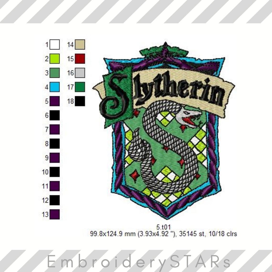 Crest of Slytherin Harry Potter Machine Embroidery Designs Etsy