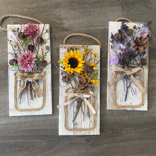 Mason Jar String Art Flower Wall Decor