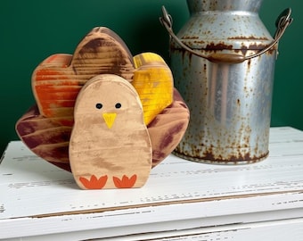 Thanksgiving Turkey, Thanksgiving Decor, Rustic Fall Turkey, Primitive Tray Decor, Mantel Decor, Fall Decorations, Wooden Turkey, Fall Gift