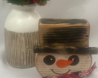 Rustic Holiday Decor, Snowman Shelf Sitter, Holiday Decor For Tiered Tray, Vintage Snowman, Farmhouse Mantel Decor,Primitive Christmas Decor