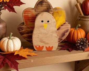 Turkey Shelf Sitter, Rustic Thanksgiving Decor, Primitive Turkey, Wooden Fall Decor, Fall Decor Gift, Hostess Gift Ideas