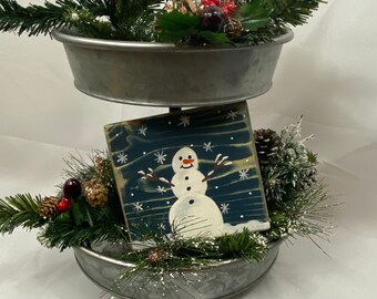 Snowman For Tier Tray, Snowman Block, Christmas Mantel Decor, Snowman Shelf Sitter, Christmas Gift For Ladies, Holiday Gifts For Coworker