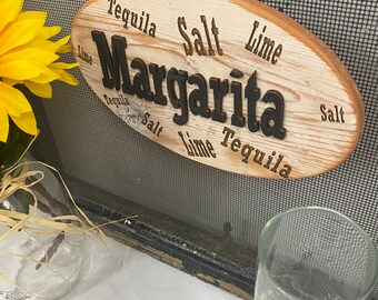 Letrero de bar de margaritas, letrero de cócteles, decoración de bar en sótano, letrero de cueva de hombre, letrero de cervecería, decoración rústica para el hogar, regalo para el Día del Padre.