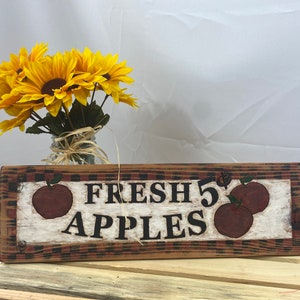 Rustic Wood Apple Sign, Primitive Apple Sign Decor, Apple Wall Hanging ...