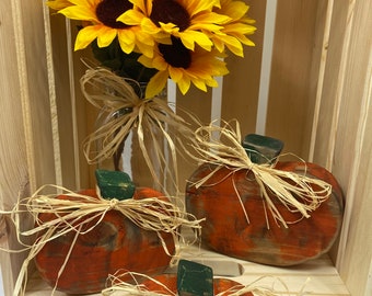 Fall Pumpkins, Pumpkin Decorations, Thanksgiving Decor Table, Primitive Pumpkins, Thanksgiving Hostess Gift, Fall Shelf Sitter, Mantel Decor