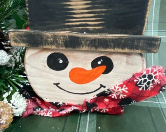 Snowman Christmas Decor, Winter Snowman, Rustic Vintage Farmhouse Mantel Decor, Primitive Christmas Decor, Snowman Shelf Sitter, Gift