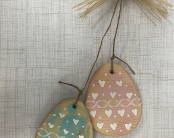 Hanging Wood Eggs, Rustic Hanging Easter Eggs, Hanging Primitive Eggs, Hanging Farmhouse Easter Eggs, Country Wood Egg Decor, Spring Decor
