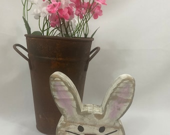 Wood Primitive Easter Bunny, Rustic Rabbit Shelf Sitter, Farmhouse Bunny Shelf Decor, Rabbit Tiered Tray Decoration, Bunny Mantel Decor
