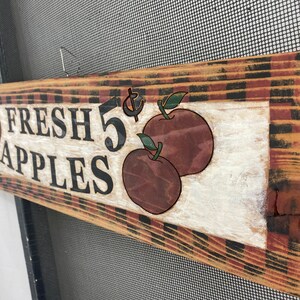 Rustic Wood Apple Sign, Primitive Apple Sign Decor, Apple Wall Hanging ...