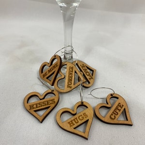 Valentines Day Wine charm, Wedding Table Decor, Wedding Glass Charm, Wedding Favors, Anniversary Wine Charm, Champagne Glass Markers
