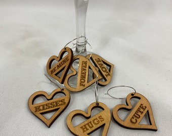 Valentines Day Wine charm, Wedding Table Decor, Wedding Glass Charm, Wedding Favors, Anniversary Wine Charm, Champagne Glass Markers