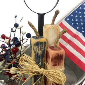 Rustic 4th Of July Decor, Wood Firecracker Decor, Primitive Americana Decor, Labor Day Decorations, Primitive patriotic Decor, Shelf Sitter bild 10