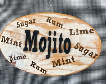 Letrero de mojito, decoración de mojito, regalo para amantes del mojito, letrero de bar de mojito, letrero para amantes del mojito, decoración de bar, letrero de cóctel, letrero de bar en sótano, decoración de cueva de hombre, mojito