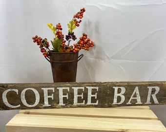 Letrero rústico para cocina, letrero de café, decoración de letreros de café, ideas para cafeterías, letrero de madera de granero, decoración de madera de granero, regalo de cocina para un amigo.